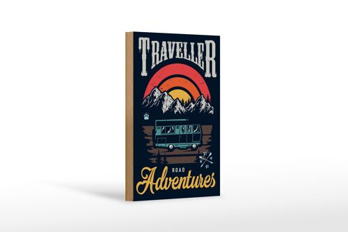 Holzschild Camping 12x18cm Traveller Adventure Abenteuer Dekoration
