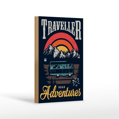 Wooden sign camping 12x18cm Traveller Adventure decoration