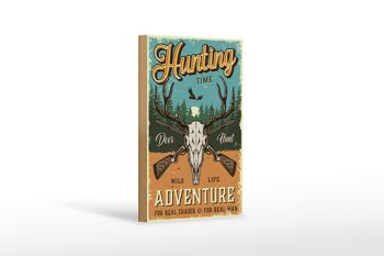 Panneau en bois rétro 12x18 cm Hunting Time Adventure Adventure 1