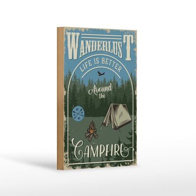 Cartel de madera retro 12x18 cm Wanderlus decoración camping