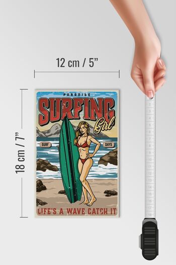 Panneau en bois Pinup 12x18 cm Surf Girl Paradise Décoration d'été 4
