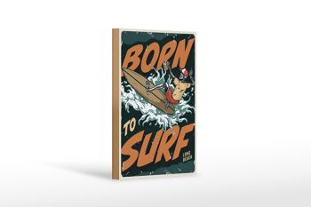 Panneau en bois surf 12x18 cm Burn to surf long beach summer 1
