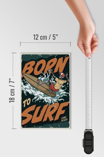 Panneau en bois surf 12x18 cm Burn to surf long beach summer 4