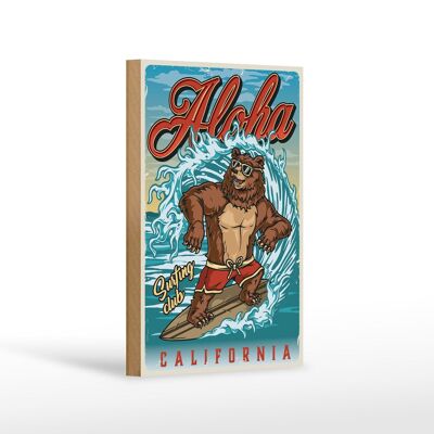 Cartel de madera surf 12x18cm Aloha California decoración deportiva de verano