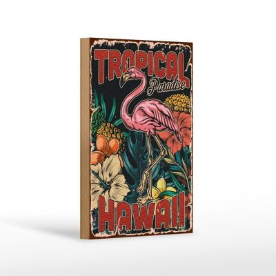 Cartel de madera retro 12x18 cm Hawaii Tropical Paradise