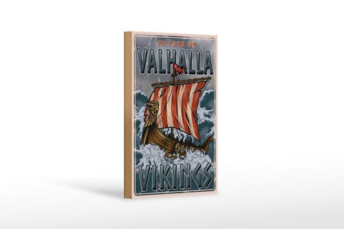 Holzschild Schiff 12x18 cm Valhalla Vikings Dekoration