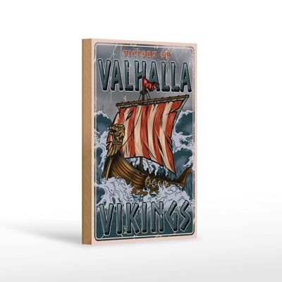 Letrero de madera barco 12x18 cm decoración Valhalla Vikings