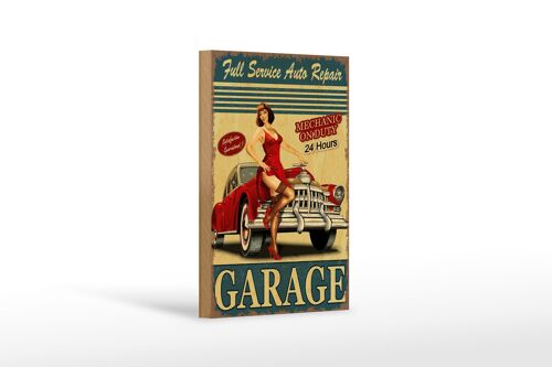 Holzschild Pinup 12x18cm Garage Full Service Auto Repair Dekoration