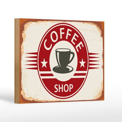 Holzschild Retro 18x12 cm Coffee Shop Kaffee Tasse Dekoration