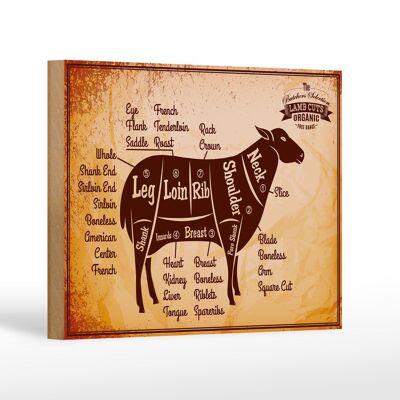 Wooden sign lamb 18x12 cm Lamb cuts Organic butcher shop decoration