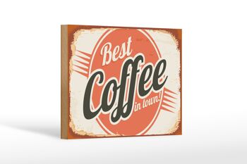 Panneau en bois rétro 18x12cm café meilleur café en ville décoration 1