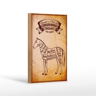 Cartel de madera caballo 12x18cm Cortes de caballo Decoración carnicería orgánica