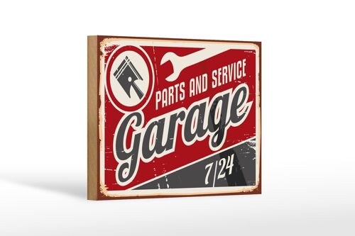 Holzschild Retro 18x12cm Garage parts service Auto Teile Dekoration