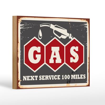 Cartel de madera retro 18x12 cm coche de gas próximo servicio 100 gasolina