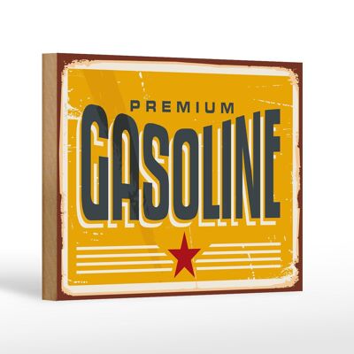 Cartel de madera retro 18x12cm Premum Gasoline gasolinera gasolina