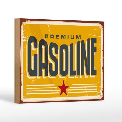 Holzschild Retro 18x12cm Premum Gasoline Tankstelle Benzin