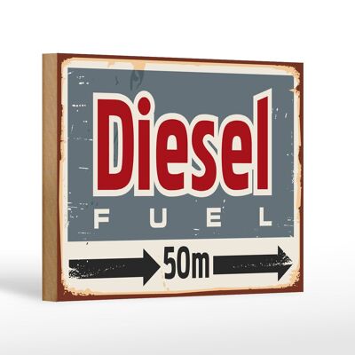 Letrero de madera retro 18x12 cm combustible diesel 50 m decoración