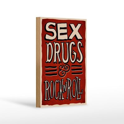 Cartel de madera que dice 12x18 cm Drogas sexuales Decoración Rock n Roll