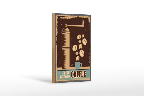 Holzschild Retro 12x18cm Kaffee Coffee fresh brewed Dekoration