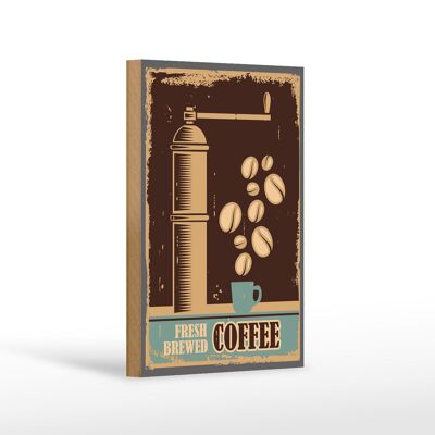 Holzschild Retro 12x18cm Kaffee Coffee fresh brewed Dekoration