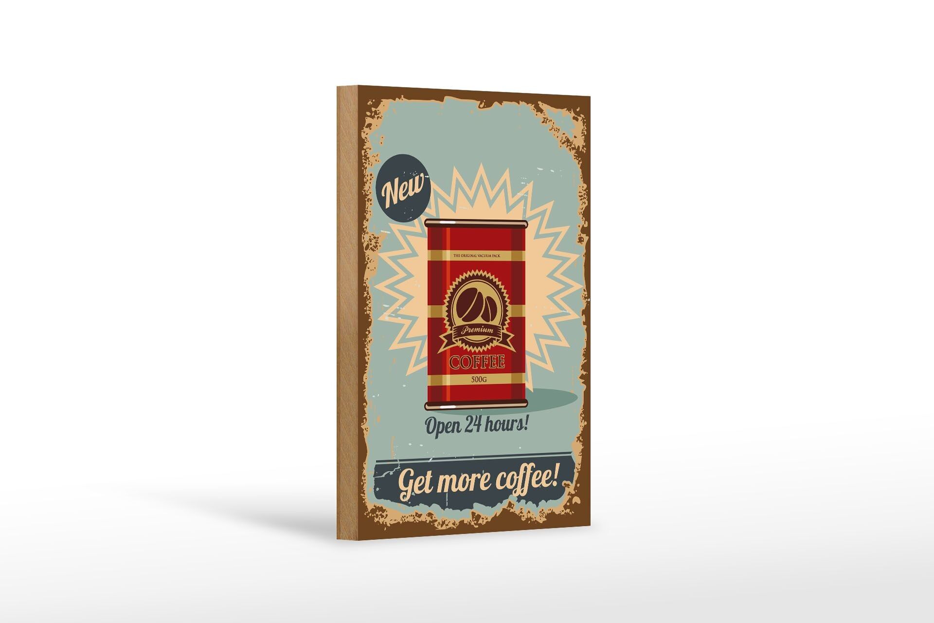Targa in legno retrò 12x18 cm caffè prendi più caffè 500 g decorazione