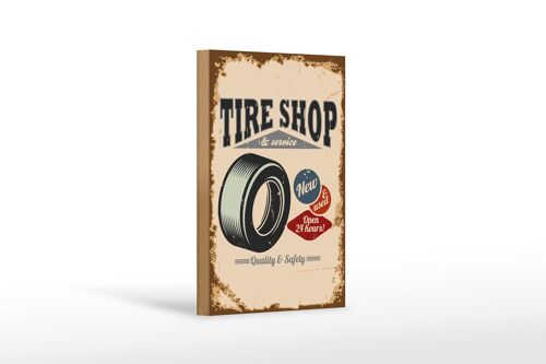 Holzschild Retro 12x18 cm Tire Shop Reifen Service Dekoration