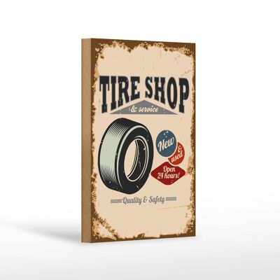 Holzschild Retro 12x18 cm Tire Shop Reifen Service Dekoration