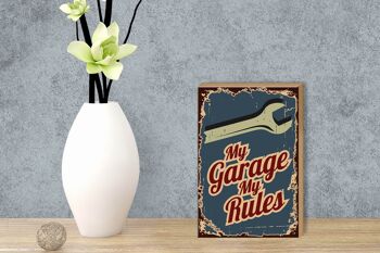 Panneau note en bois 12x18 cm Décoration Mon garage mes règles 3