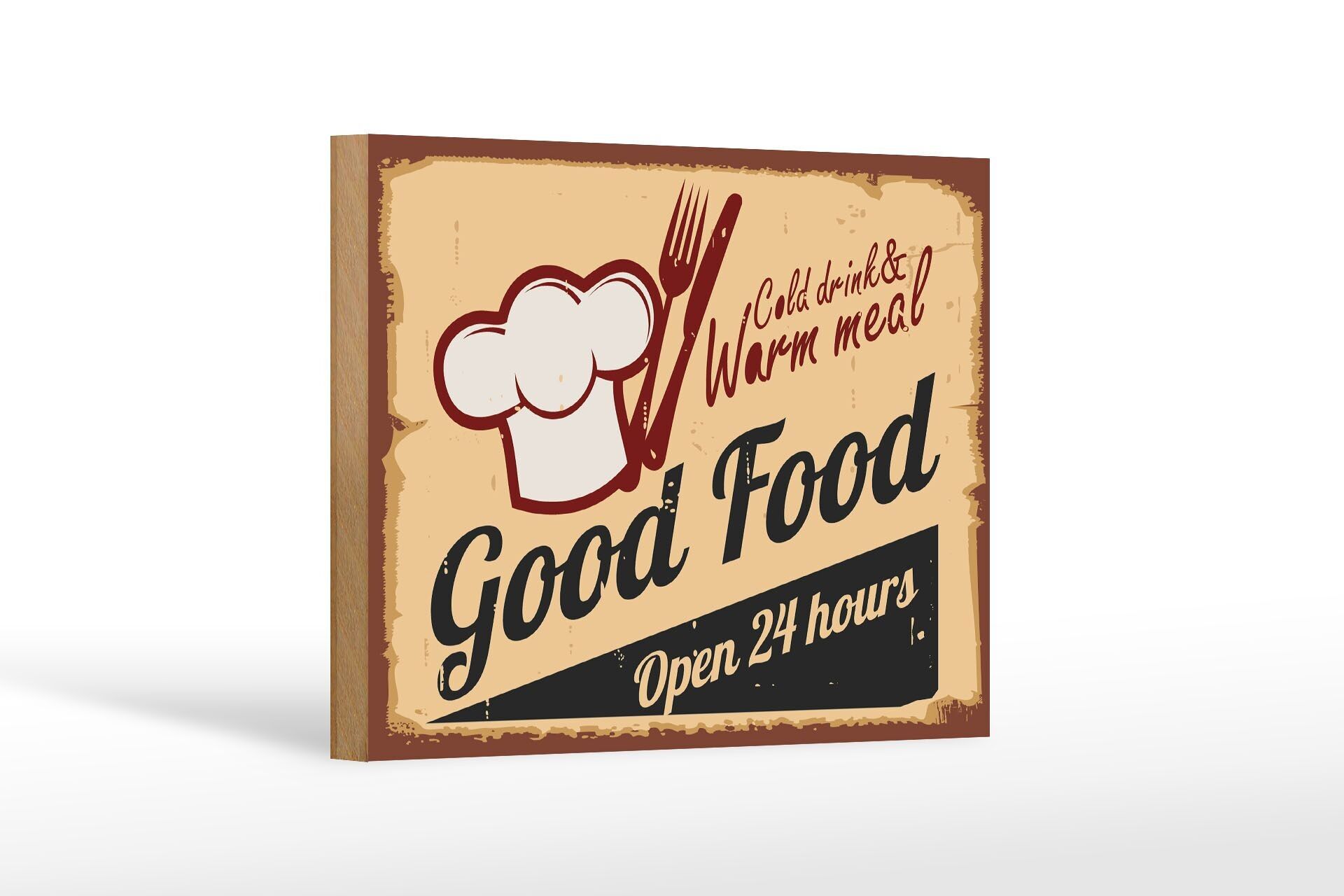 Cartel de madera retro 18x12cm Decoración bebidas frías y comidas calientes