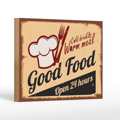 Cartel de madera retro 18x12cm Decoración bebidas frías y comidas calientes
