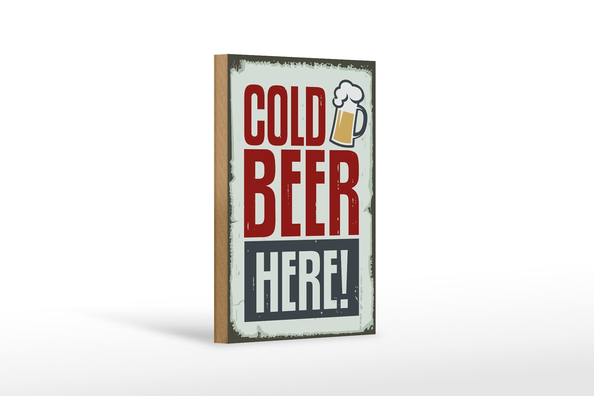 Cartel de madera 12x18 cm Cerveza fría aquí decoración de cerveza