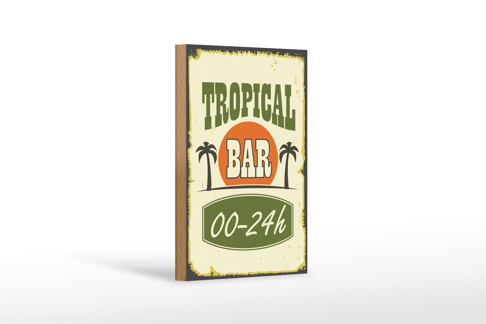 Cartello in legno 12x18 cm decoro Tiki Bar 00 - 24 h