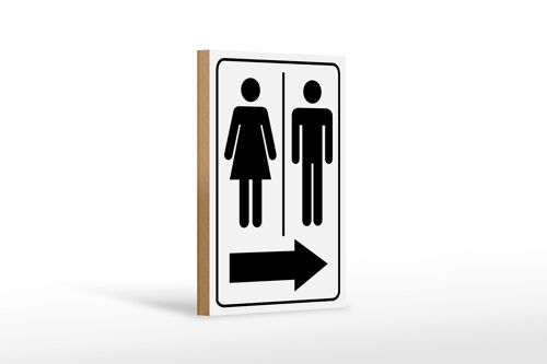 Holzschild Hinweis 12x18cm Toilettenfiguren Pfeil rechts Dekoration
