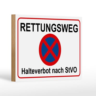 Holzschild Hinweis 18x12 cm Rettungsweg Halteverbot nach StVO