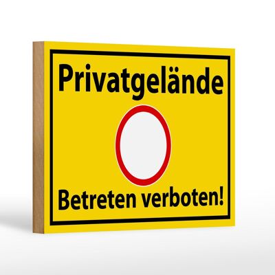 Wooden sign notice 18x12 cm private property no entry