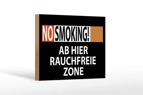 Holzschild Hinweis 18x12 cm No Smoking Rauchfreie Zone Dekoration