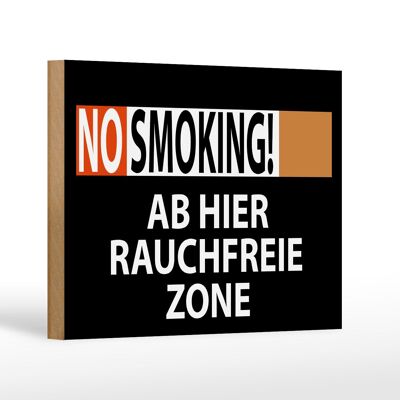 Holzschild Hinweis 18x12 cm No Smoking Rauchfreie Zone Dekoration