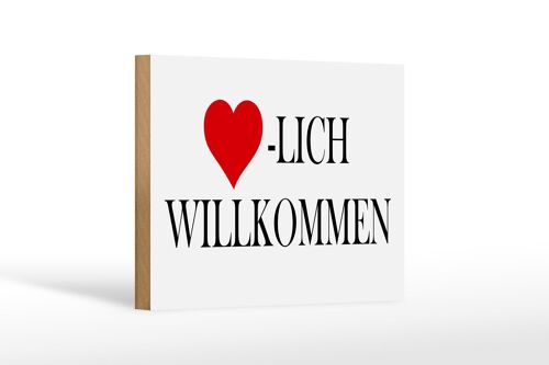 Holzschild Spruch 18x12 cm Herzlich Willkommen Dekoration