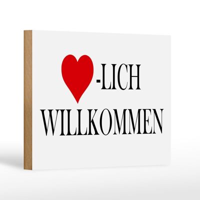 Holzschild Spruch 18x12 cm Herzlich Willkommen Dekoration