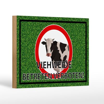 Holzschild Hinweis 18x12 cm Viehweide Betreten verboten Dekoration