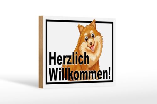 Holzschild Spruch 18x12 cm Herzlich Willkommen Hunde Dekoration