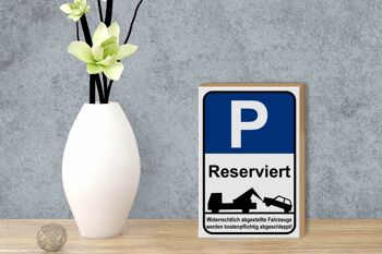 Panneau en bois parking 12x18 cm panneau de stationnement P décoration réservée 3