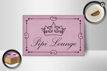 Panneau en bois note 18x12cm Pipi Lounge couronne de toilette rose 2