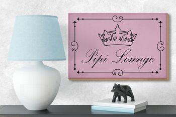 Panneau en bois note 18x12cm Pipi Lounge couronne de toilette rose 3