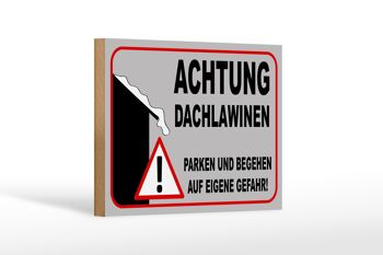 Panneau d'avertissement en bois 18x12 cm, avertissement de danger d'avalanche sur le toit, décoration 1