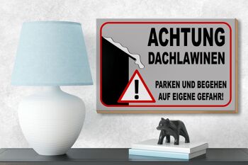 Panneau d'avertissement en bois 18x12 cm, avertissement de danger d'avalanche sur le toit, décoration 3