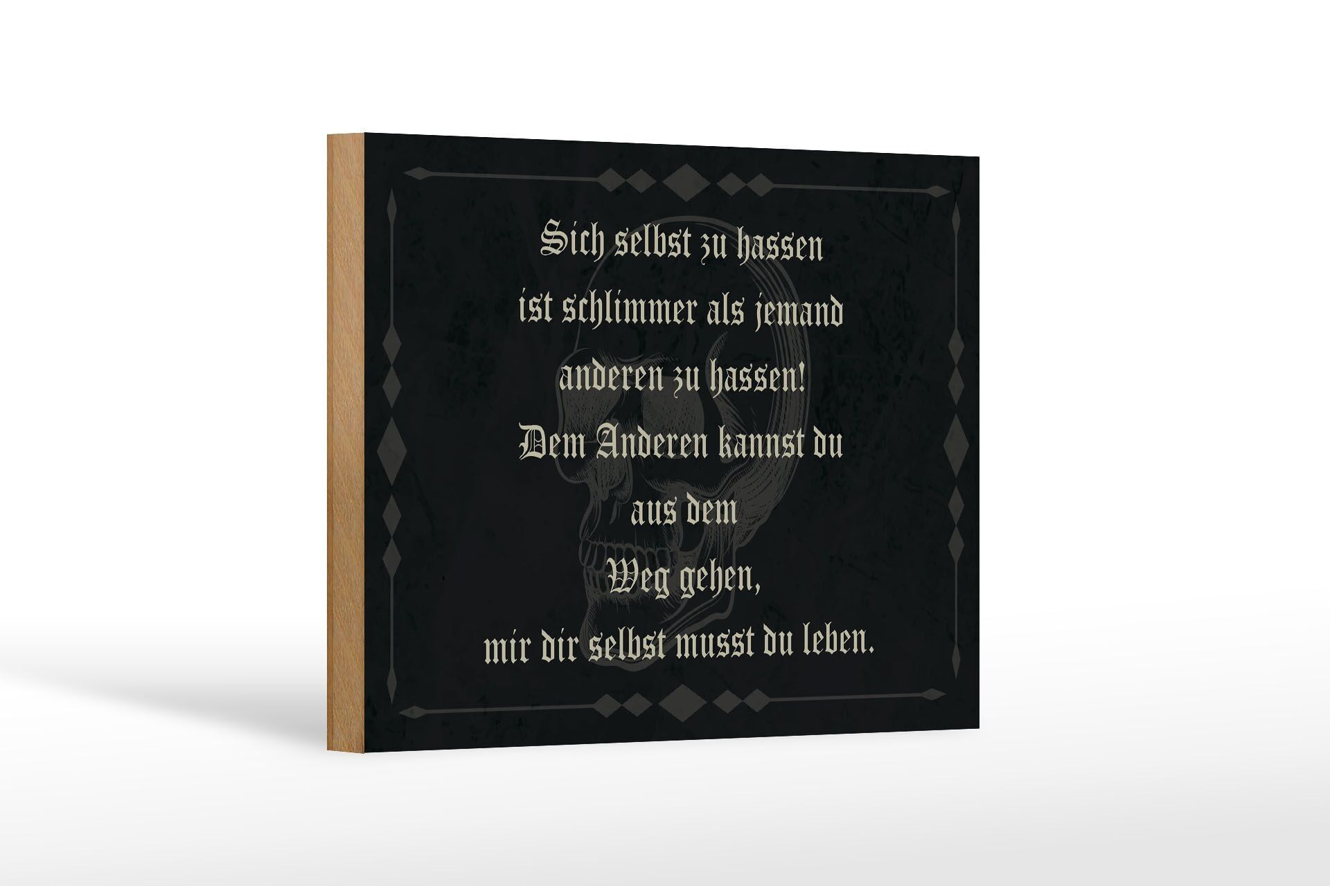 Cartello in legno con scritta 18x12 cm odiare se stessi è peggio