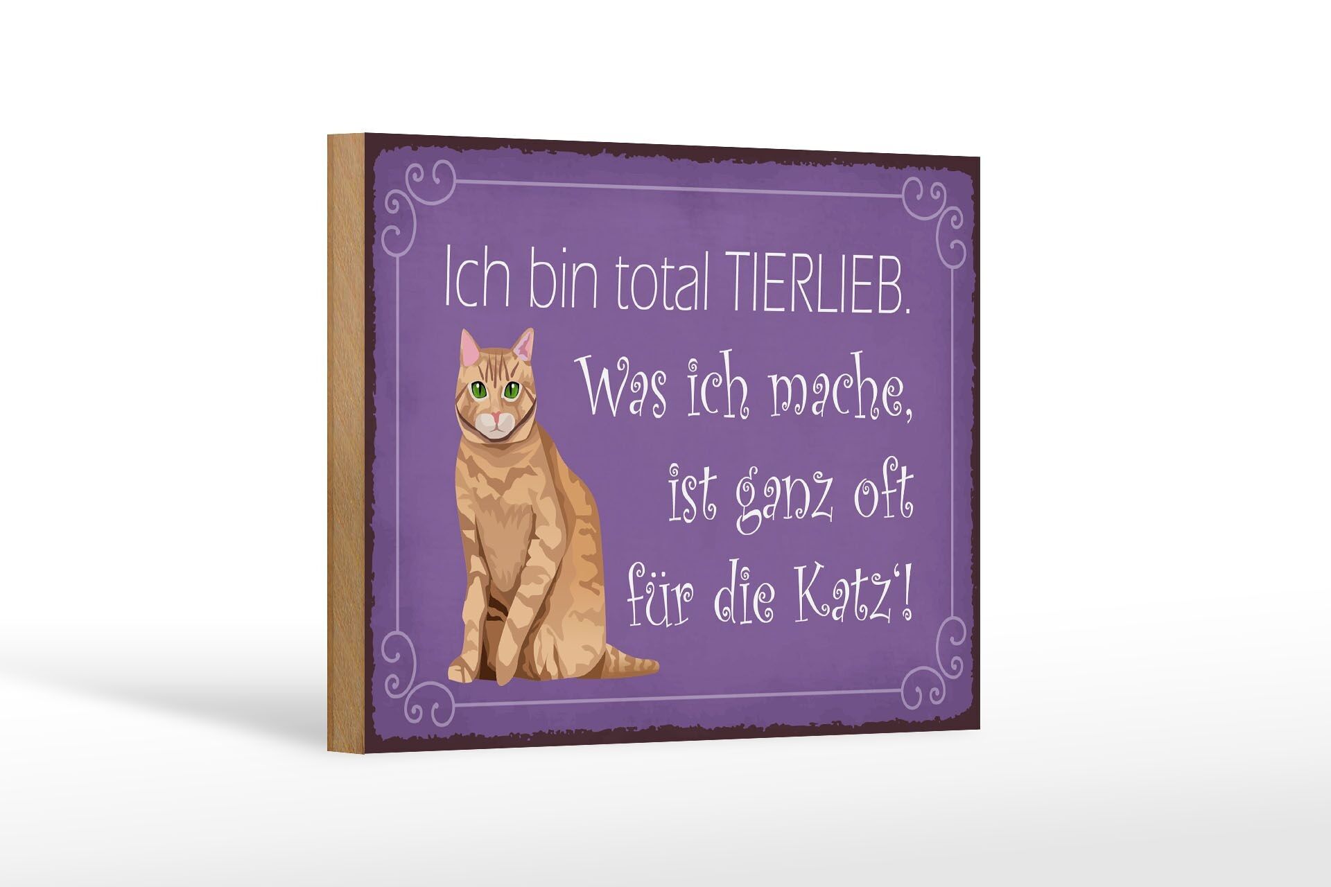 Cartello in legno con scritta 18x12 cm Sono un totale amante degli animali e spesso dei gatti