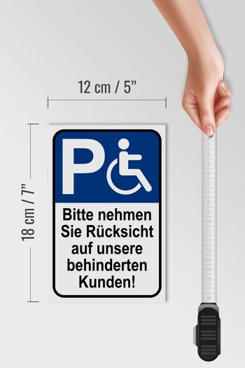 Panneau en bois parking 12x18 cm Attention aux clients handicapés 4