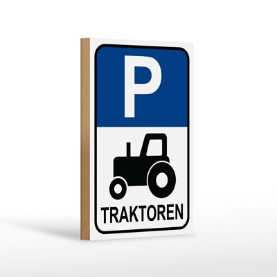 Letrero de madera parking 12x18 cm decoración tractor parking